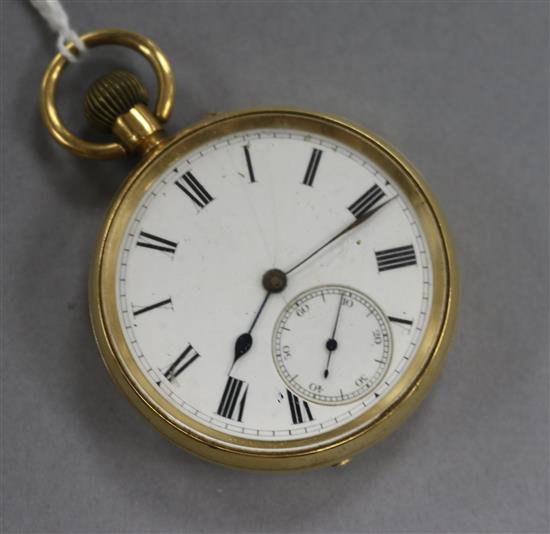 A late Victorian 18ct gold keyless lever pocket watch by Wright & Craighead.